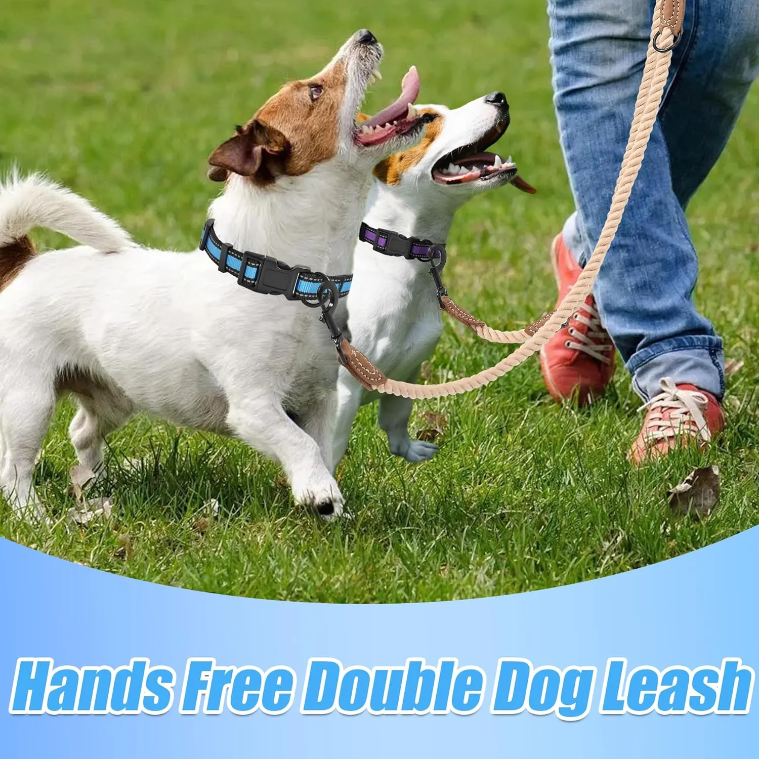 Mile High Life Dual Dog Leash, Double Dog Leash, 360 Swivel No Tangle Walking Leash, Hands Free Leash w Leather Tailored Connection, Double Rope Leash for Two Dogs (Dark Brown, 8FT)