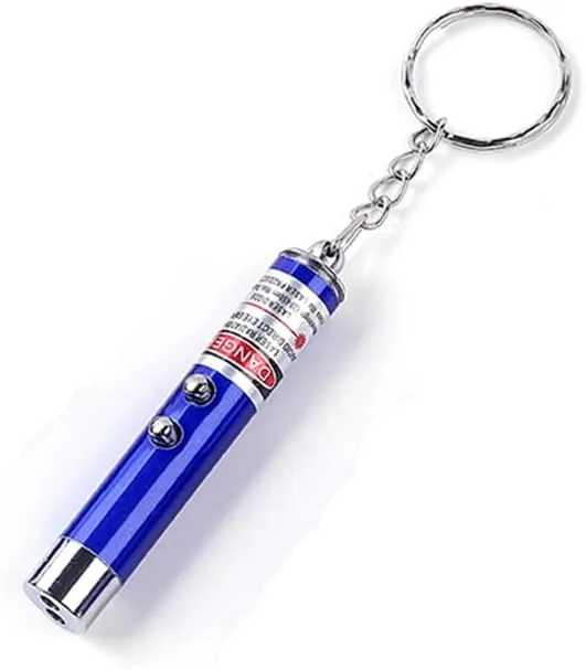 Mini Cat Toys Laser Pointer Cat Laser Toys Interactive Cat Toys for Indoor Cats Kittenes Dogs Pen Keychain Flashlight Pet Lamp LED Infrared Button Electronics Included (1 PCS Pack, Blue)