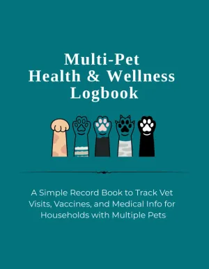 Multi-Pet Health & Wellness Logbook: Track Vet Visits, Vaccines, and Daily Health Info for Multiple Pets Paperback  April 16, 2025
