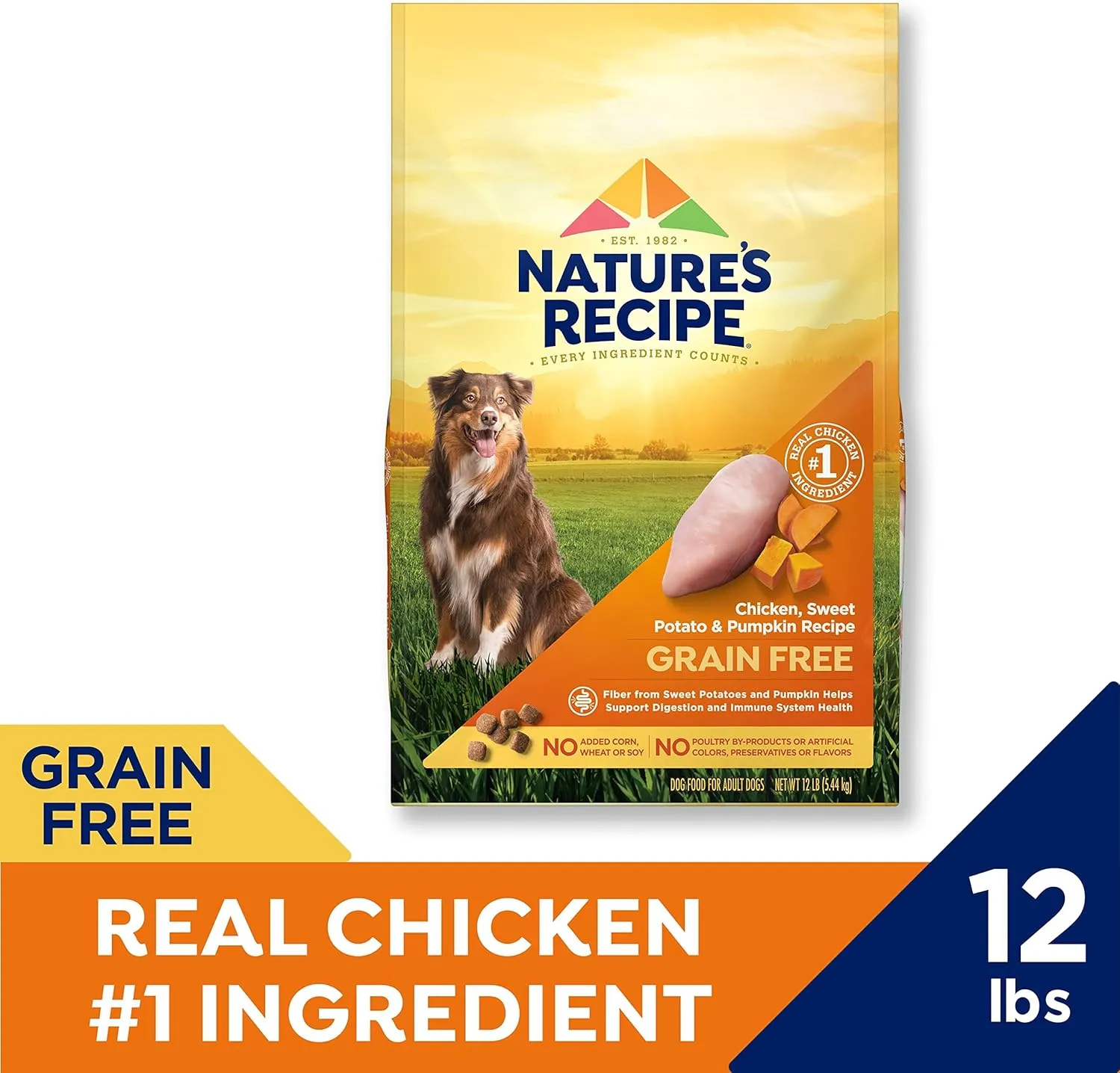 Natures Recipe Grain Free Chicken, Sweet Potato & Pumpkin Recipe Dry Dog Food, 12 lb. Bag