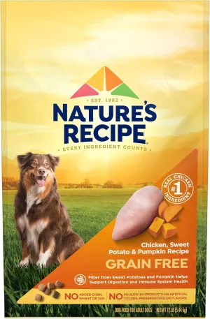 Natures Recipe Grain Free Chicken, Sweet Potato & Pumpkin Recipe Dry Dog Food, 12 lb. Bag