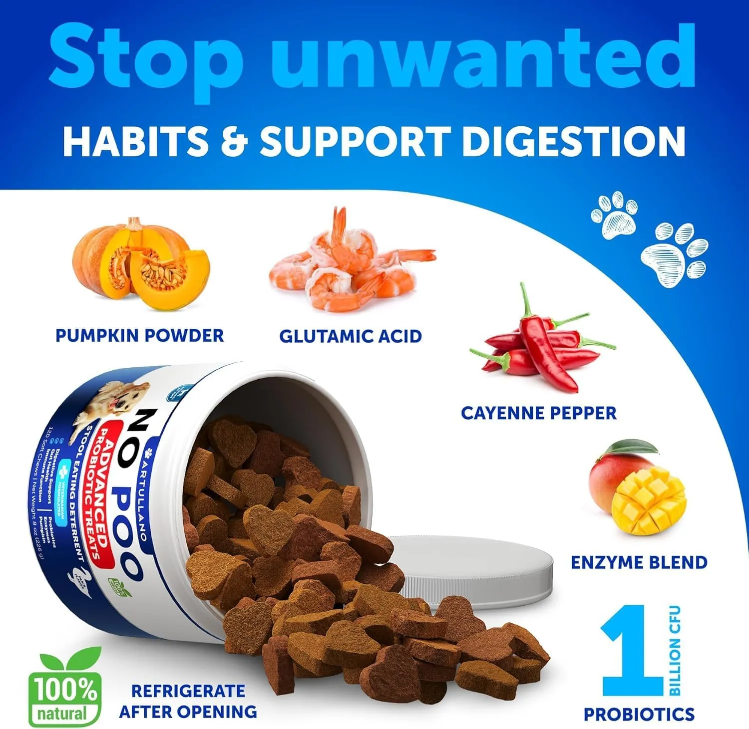 No Poo Chews for Dogs, Puppy - Coprophagia Stool Eating Deterrent - Prevent Dog from Eating Poop - Stop Eating Poop Treats with Probiotics & Enzymes - Immune, Digestive, Gut Health Support Supplement