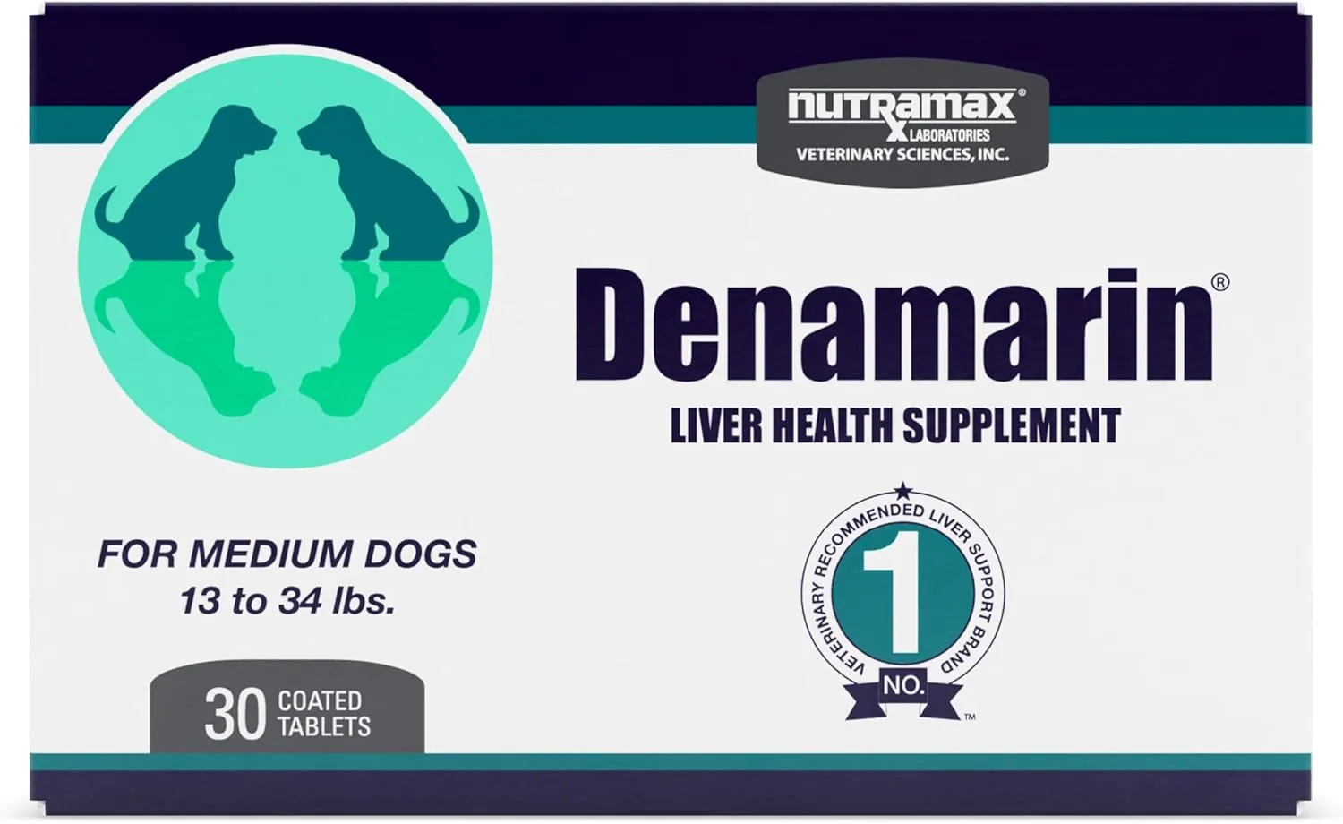 Nutramax Laboratories Denamarin Liver Health Supplement for Medium Dogs - With S-Adenosylmethionine (SAMe) and Silybin, 30 Tablets