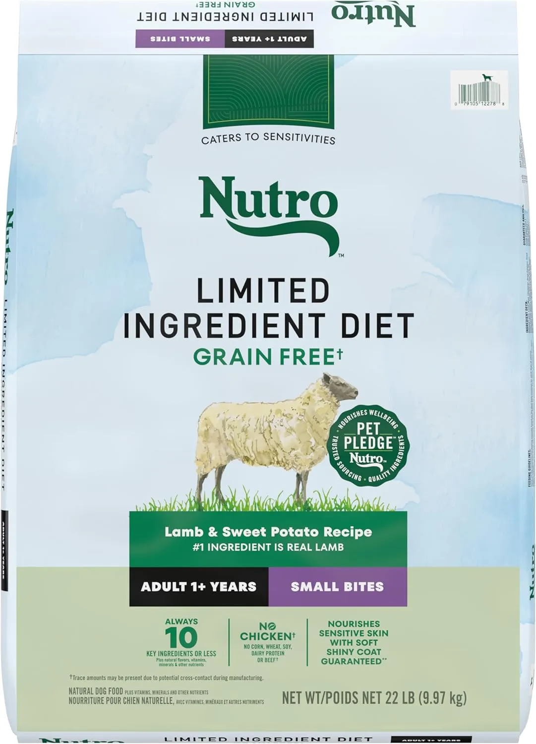 Nutro Limited Ingredient Diet Small Bites Adult Dry Dog Food, Lamb & Sweet Potato Recipe, 22 lbs.