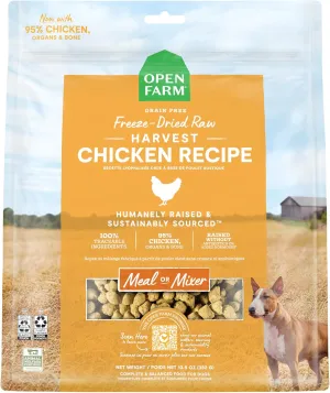 Open Farm Freeze Dried Raw Dog Food, Humanely Raised Meat Recipe with Non-GMO Superfoods and No Artificial Flavors or Preservatives (13.5 Ounce (Pack of 1), Harvest Chicken Recipe)