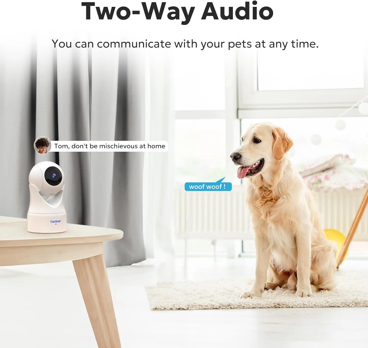owltron Indoor Security Camera 2K, 360 Cameras for Home Security with Motion Detection, 2.4G WiFi for Baby/Pet/Nanny/Camara with Night Vision, Siren Alarm & 2-Way Audio, Compatible with Alexa