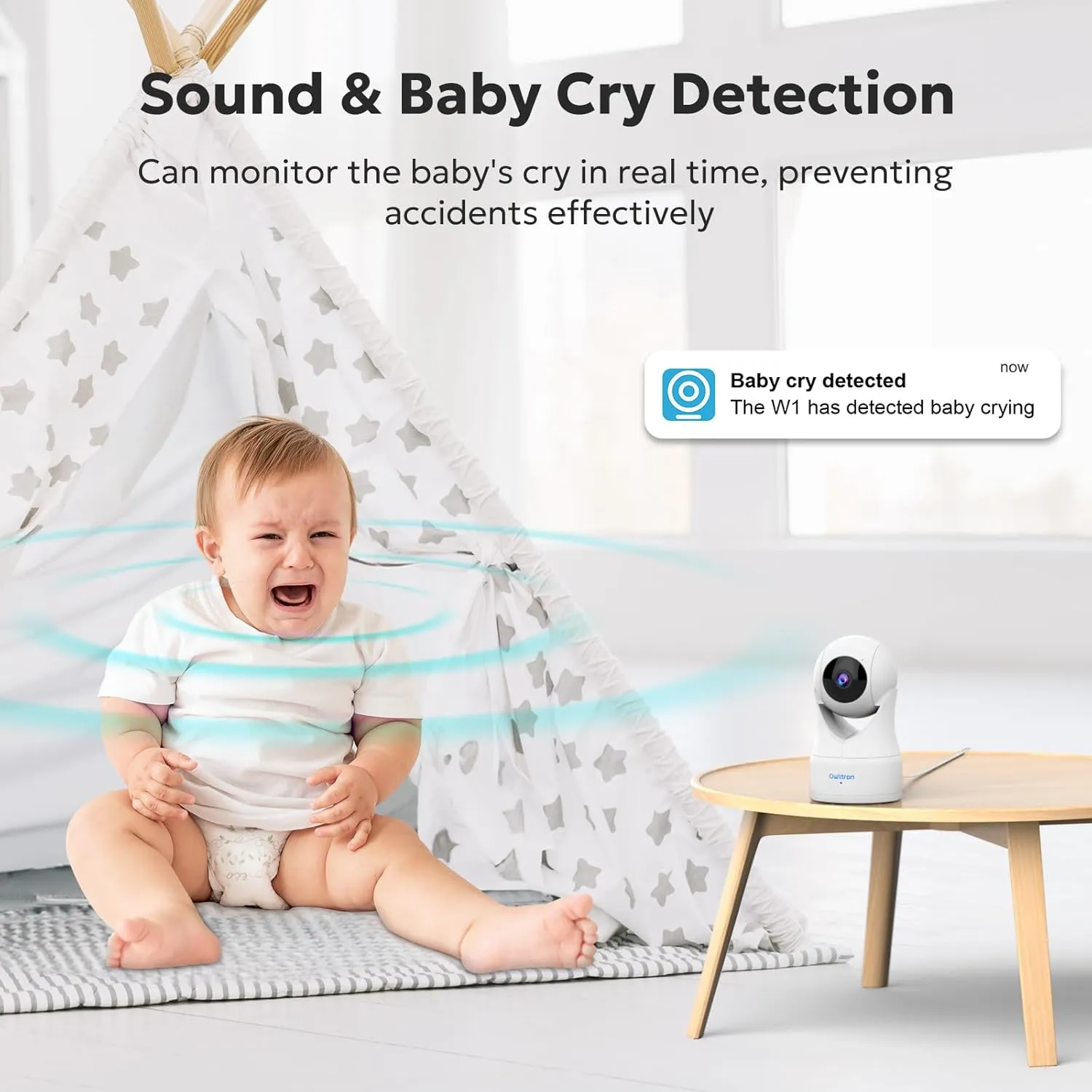 owltron Indoor Security Camera 2K, 360 Cameras for Home Security with Motion Detection, 2.4G WiFi for Baby/Pet/Nanny/Camara with Night Vision, Siren Alarm & 2-Way Audio, Compatible with Alexa