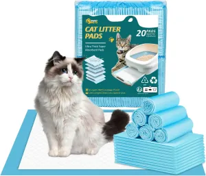 Ownpets Cat Litter Mat 17.7 x 13, Refills for Cat Litter Box, Cat Liner Pads for Litter System, Leak-Proof 6-Layer with Quick-Dry Surface, Ultra-Thick Cat Pads (20 count)