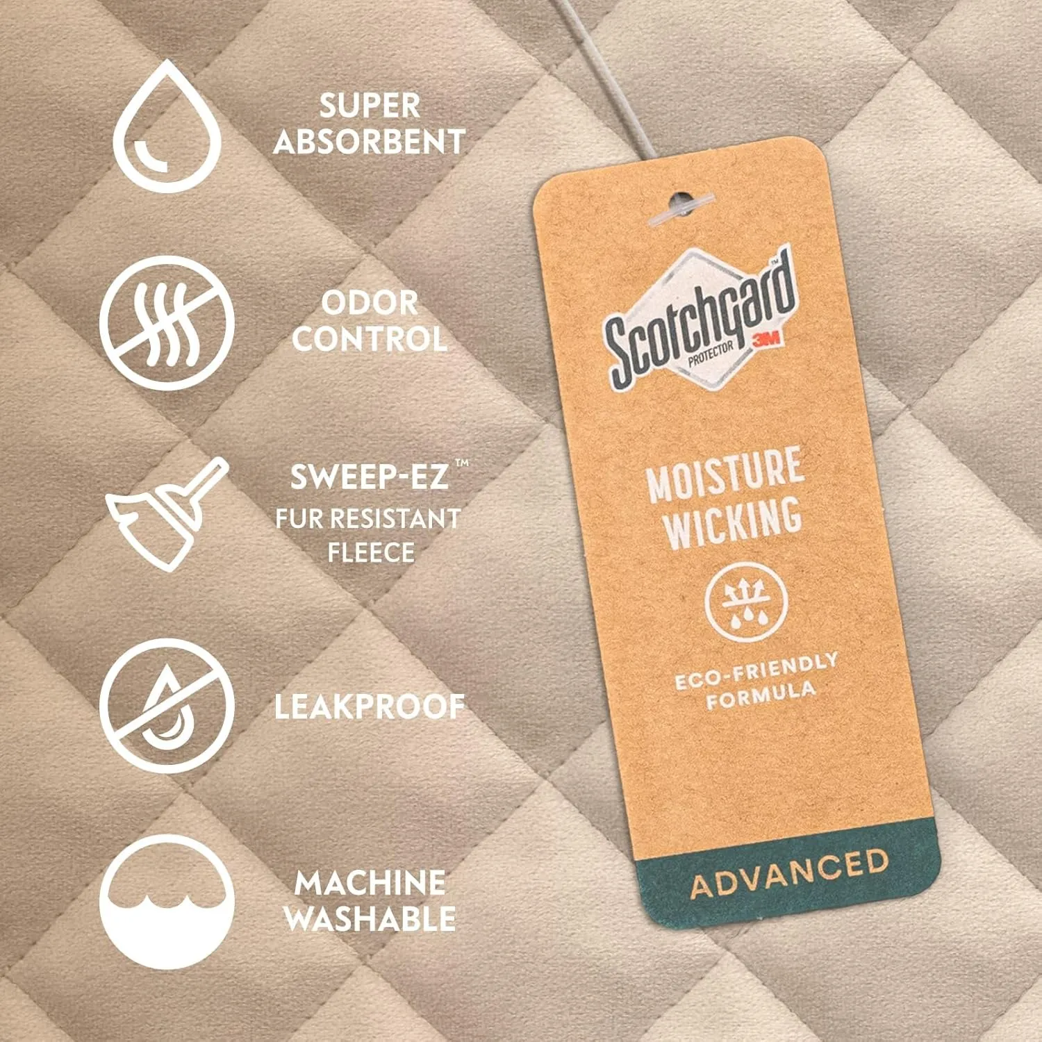 Paw Inspired Waterproof Fitted Cover for Dog Bed | Washable Bed Protector for Dog Mattress | Removable Replacement Cover for Small to Medium Pet Bed (Beige, 34 x 23 x 5 Inch)