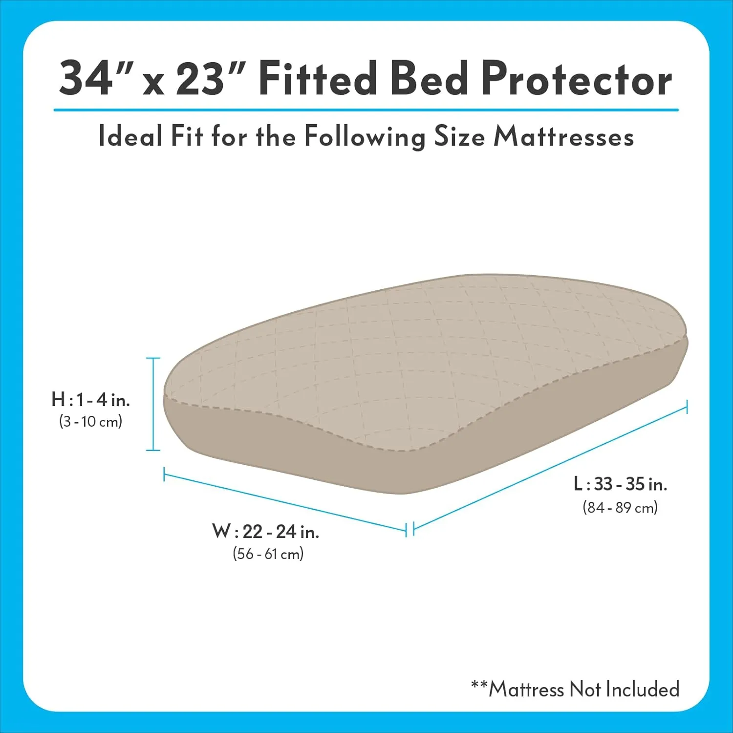 Paw Inspired Waterproof Fitted Cover for Dog Bed | Washable Bed Protector for Dog Mattress | Removable Replacement Cover for Small to Medium Pet Bed (Beige, 34 x 23 x 5 Inch)