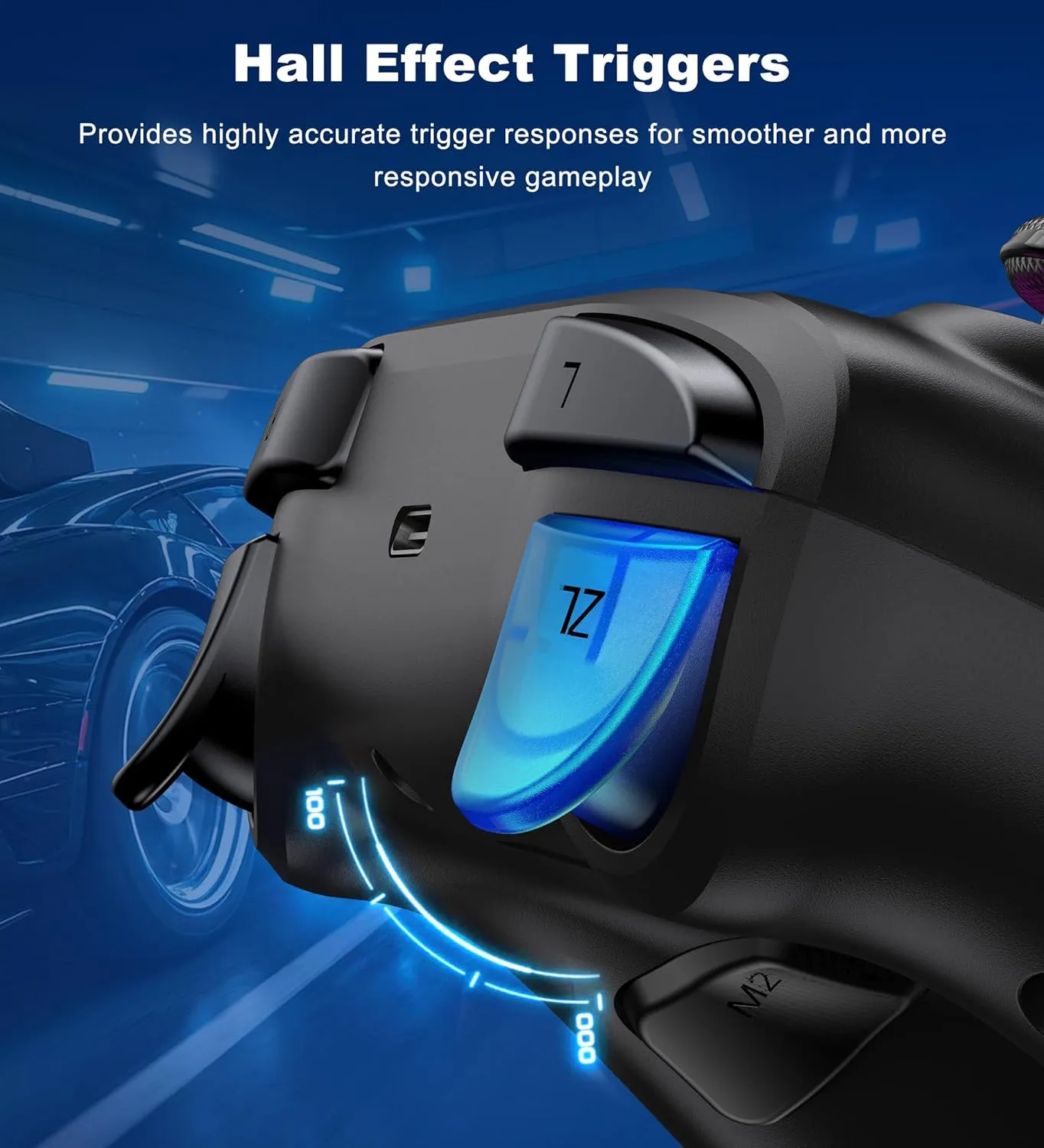 PC Controller, Wireless Bluetooth Controller, 1000mAh Battery, with Hall Effect Joysticks & Triggers, No Dead Zone, No Stick Drift, Controller for PC, Switch, iOS and Android, Cool Dynamic Light