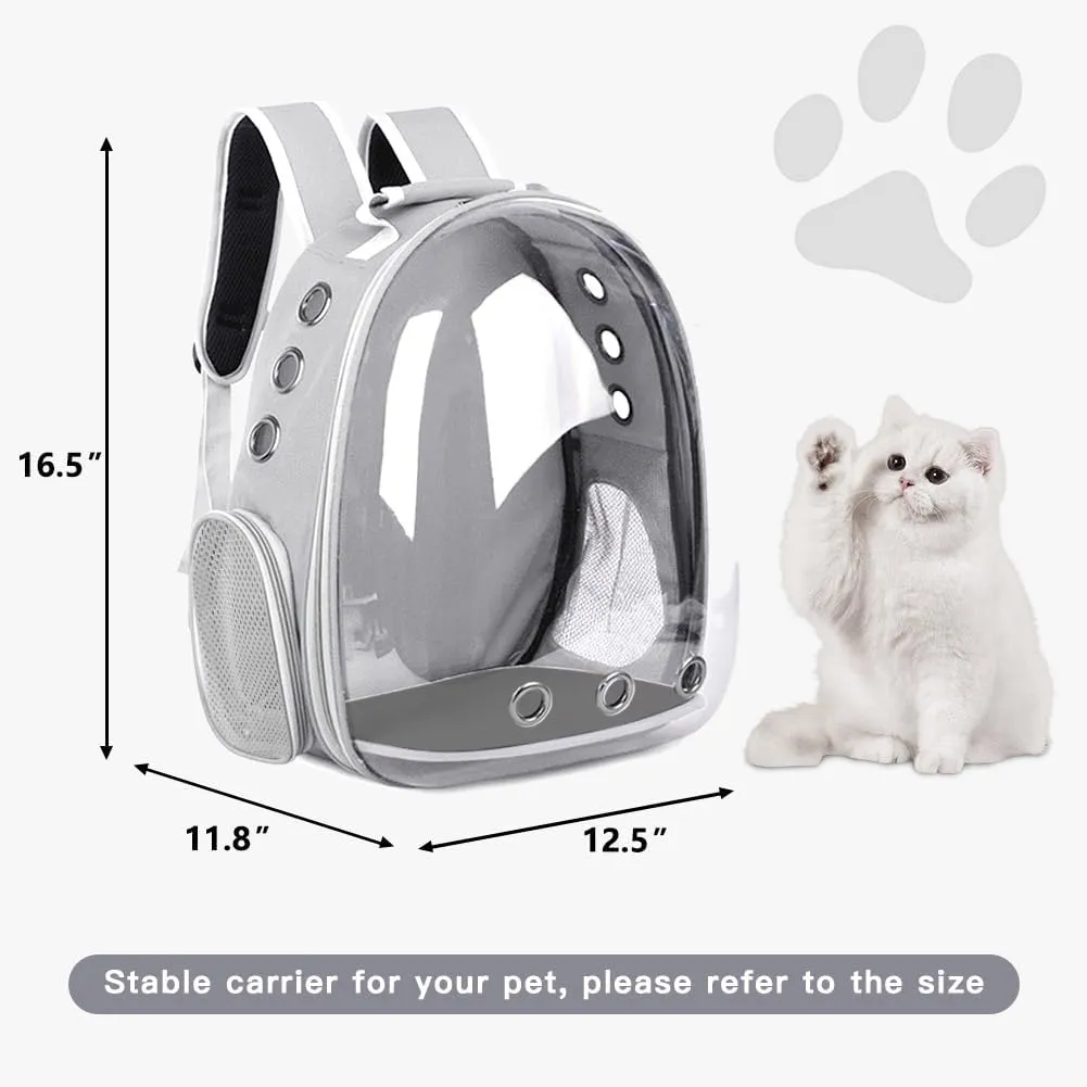 Pet Backpack Carrier with Harness Backpack for Cats, Small Dogs, Bunnies etc with Harness Included, Pet Carrier for Traveling, Walking, Hiking and Outdoor Activities (Grey)