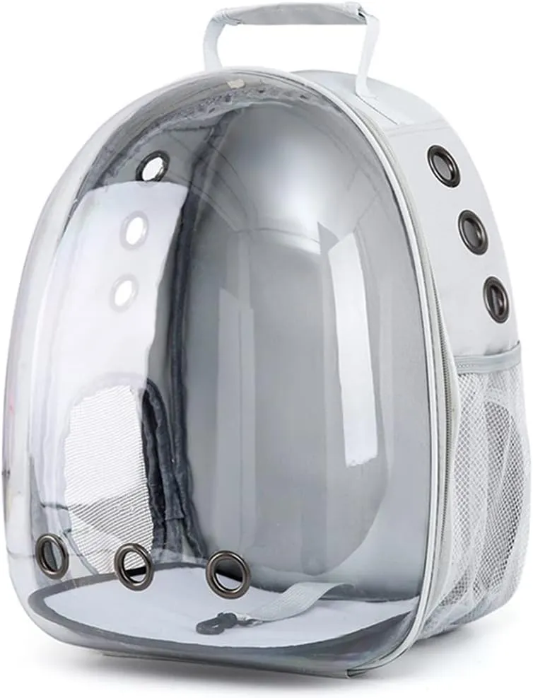 Pet Backpack Carrier with Harness Backpack for Cats, Small Dogs, Bunnies etc with Harness Included, Pet Carrier for Traveling, Walking, Hiking and Outdoor Activities (Grey)