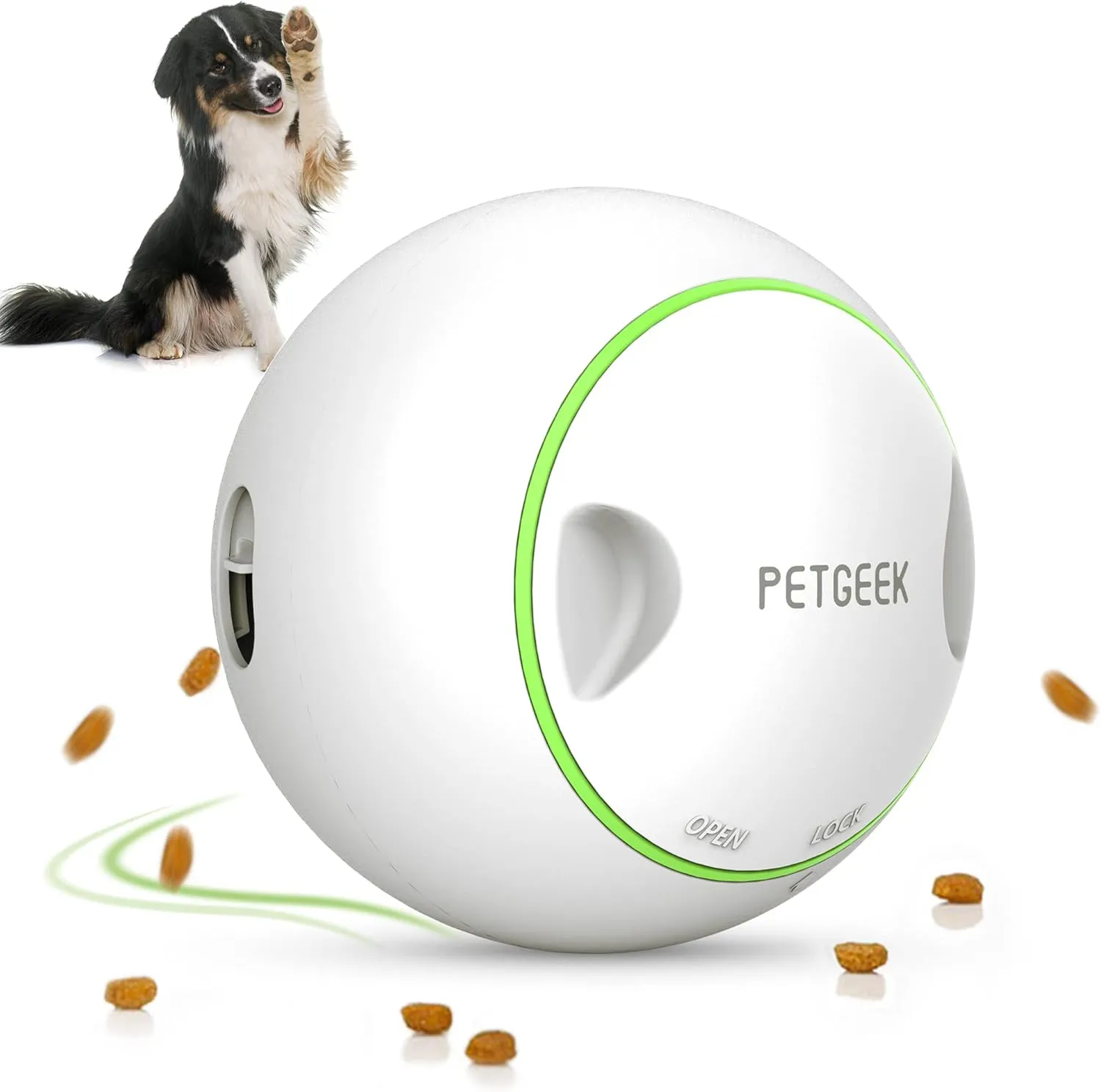 PETGEEK Interactive Treat Ball - Automatic Dispensing Dog Toys with IQ Training, Safe ABS Motion Balls