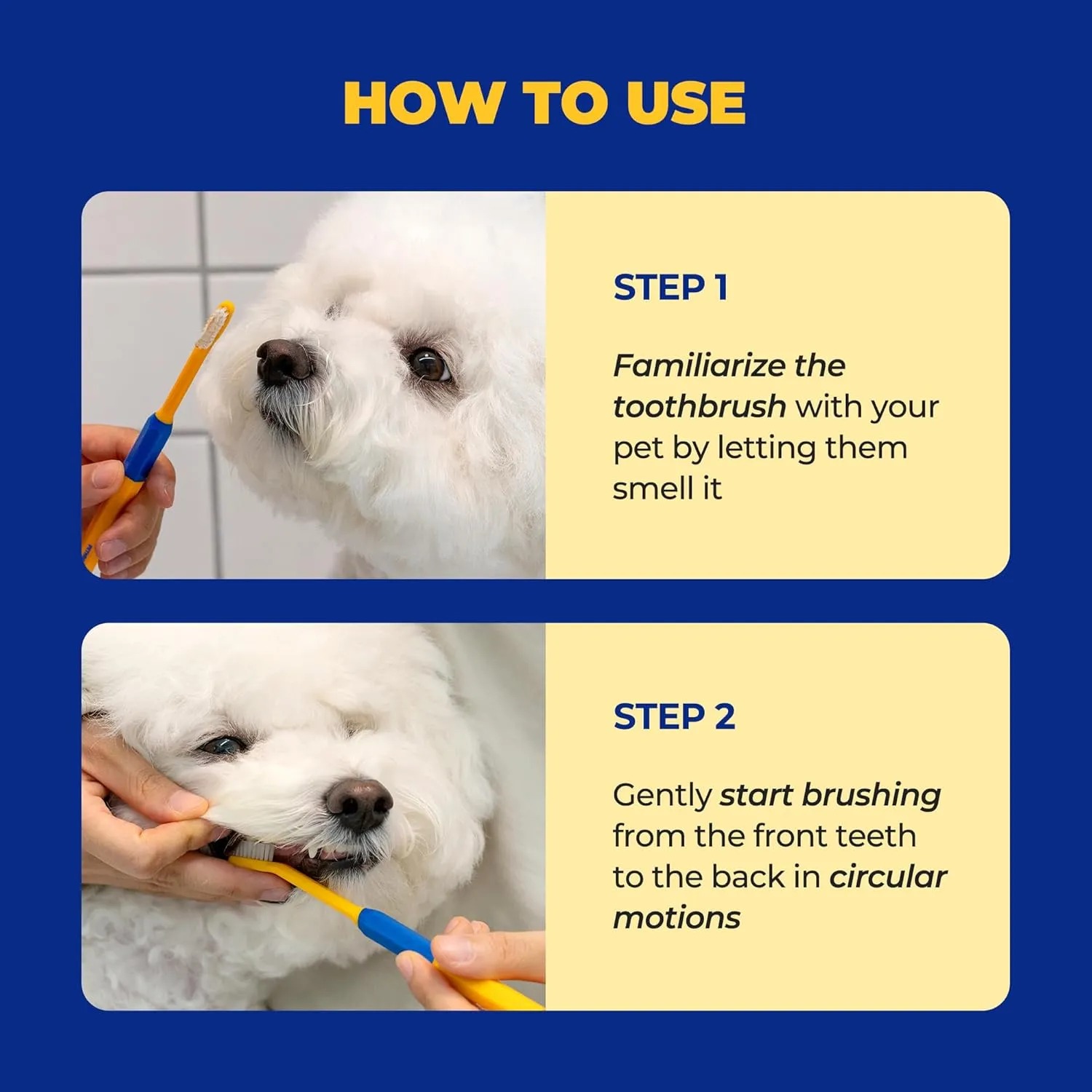 PETHROOM] Dental Micro Fiber Toothbrush for Pet | Small Dogs and Cats Teeth Brushing Cleaning Tooth Care | Soft Bristle Cleaning Toothbrush for Dog Puppy Cat (Medium)