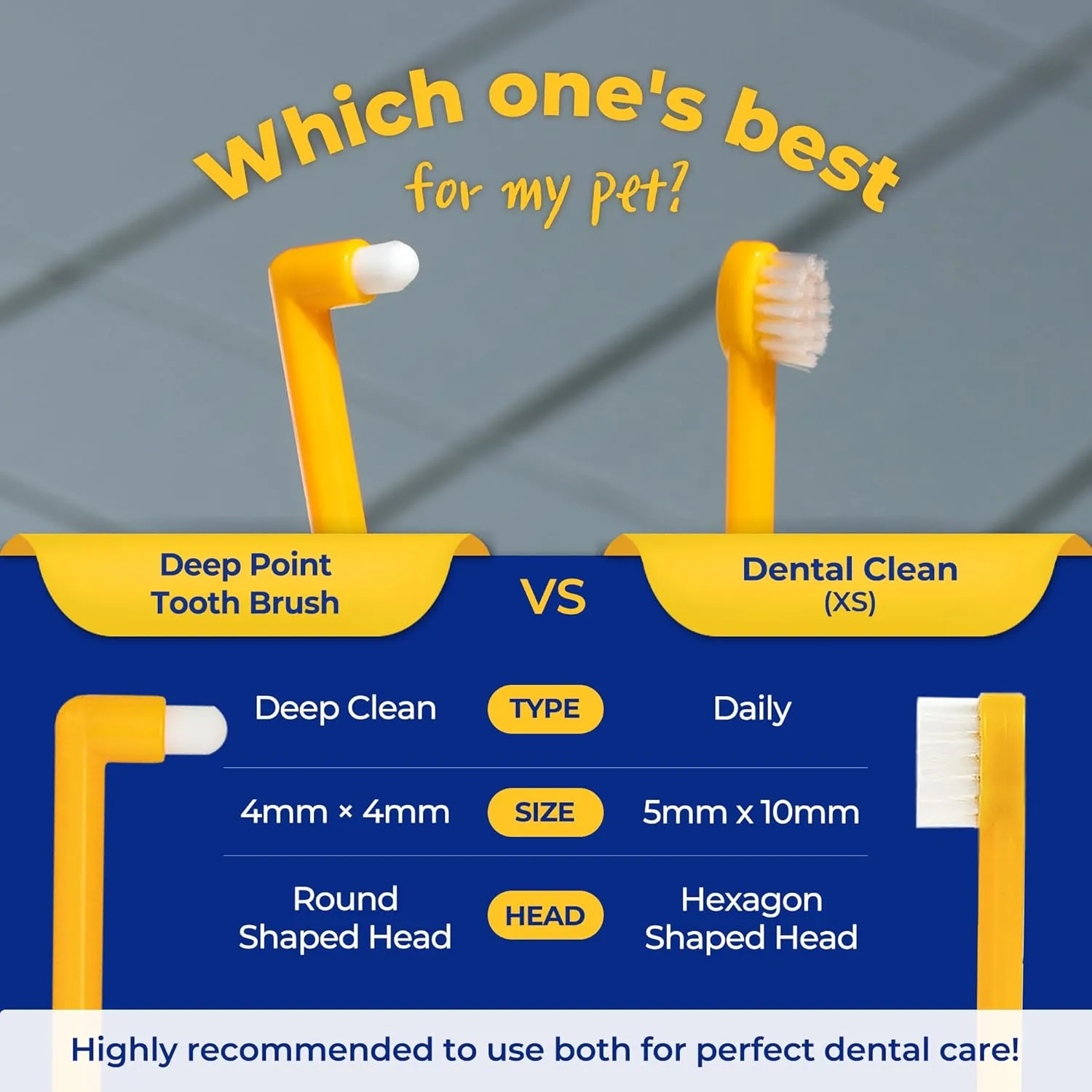 PETHROOM] Micro Tiny Pet Toothbrush for Small Cats and Dogs | Round Shaped Head with Ultra Soft Bristle for Deep Cleaning Dental Care (Deep Point)