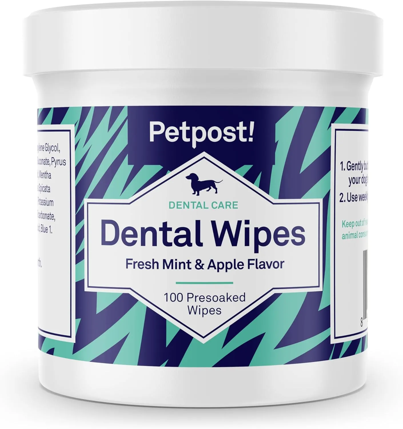 Petpost | Dental Wipes for Dogs - Bad Breath and Tooth Buildup Remover - Presoaked Pads in Natural Tooth Cleaning Solution 100 ct.