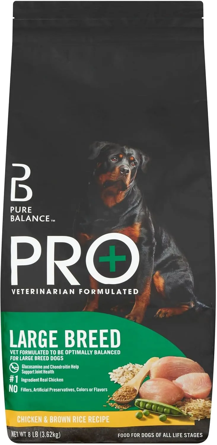 Pro  Large Breed Chicken & Brown Rice Recipe Dry Dog Food, 8 Lbs - Balanced Omega-6 and Omega-3 Fatty Acids to Support Healthy Skin and A Shiny Coat