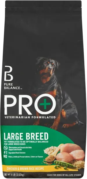 Pro  Large Breed Chicken & Brown Rice Recipe Dry Dog Food, 8 Lbs - Balanced Omega-6 and Omega-3 Fatty Acids to Support Healthy Skin and A Shiny Coat