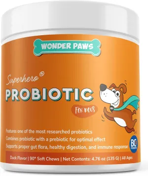 Probiotics for Dogs  Daily Probiotic Supports Gut Health, Digestion, Gas, Bloating, Constipation, Stomach Relief & Immune Support - With Natural Probiotic & Prebiotic  90 Probiotic Chews