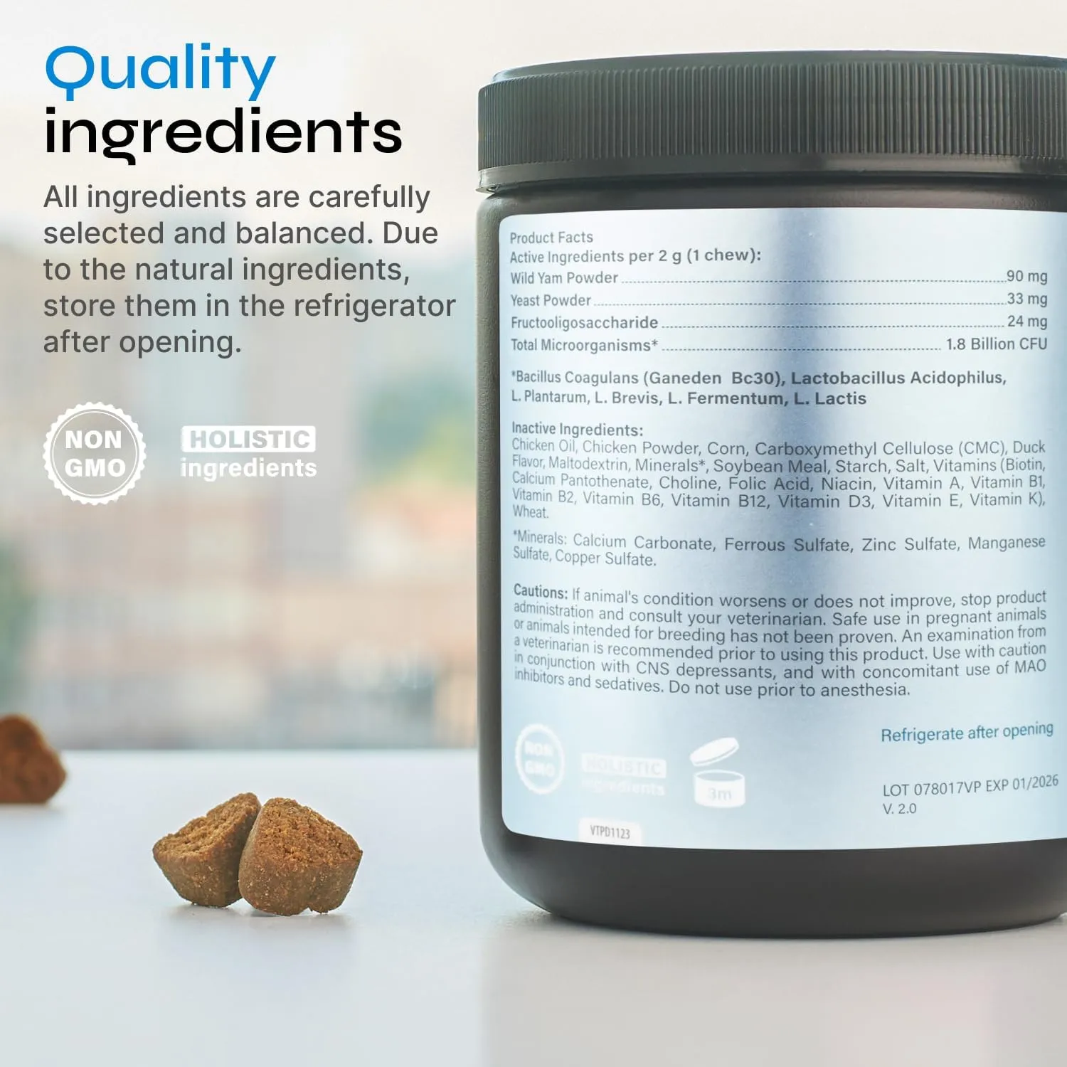 Probiotics for Dogs - Dog Probiotic Chews for Digestive and Gut Health, Dental, Immune System Support - Chewable Prebiotic Soft Treats - Wild Yam, Yeast Powder - Diarrhea and Bowel Support Supplement
