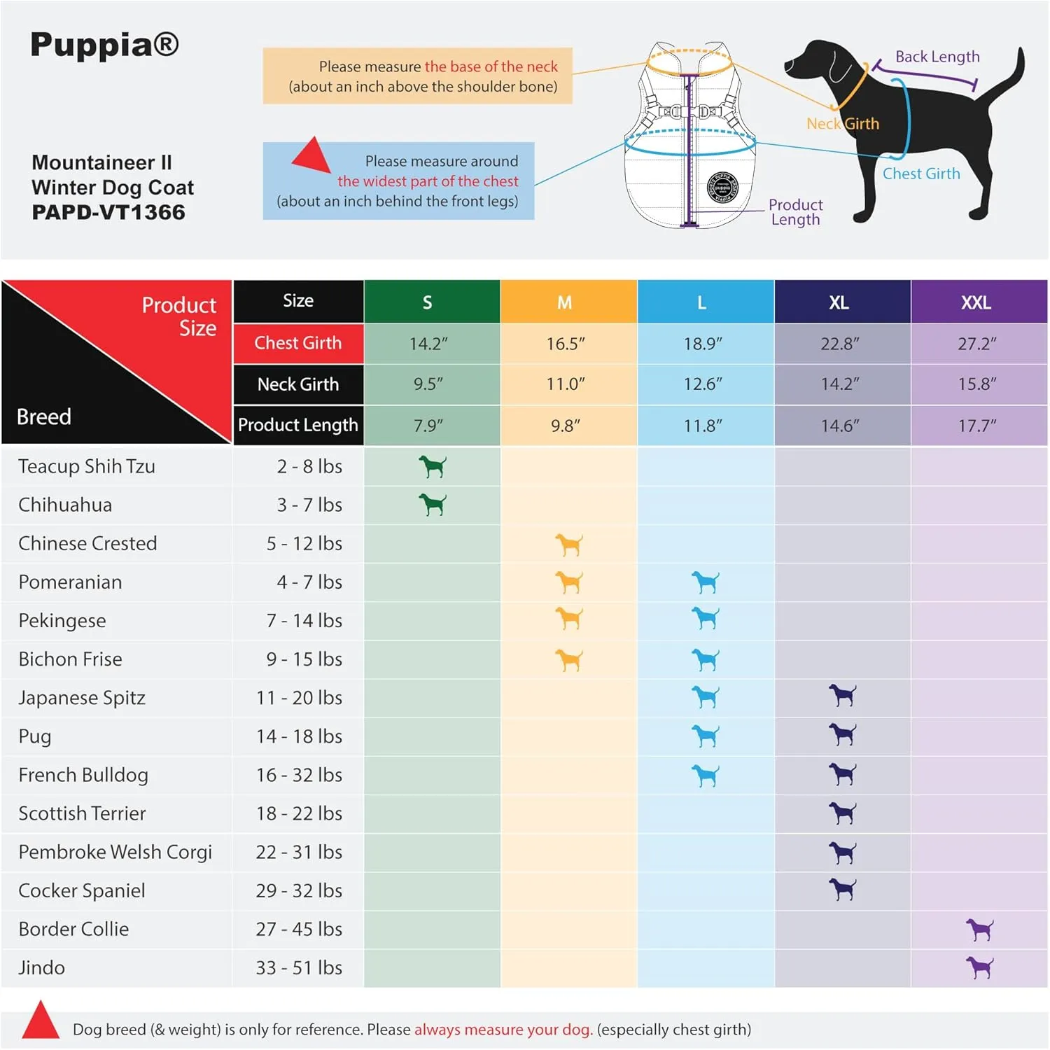 Puppia Mountaineer Winter Dog Coat with Integrated Harness No Pull Cold Weather Waterproof Warm Fleece Back Zipper for Small & Medium Dog, Grey, Small