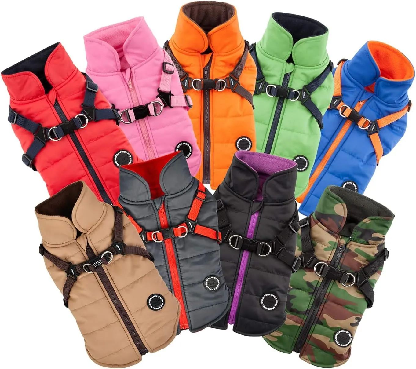 Puppia Mountaineer Winter Dog Coat with integrated harness No Pull Cold Weather Waterproof Warm Fleece Back Zipper for Small & Medium Dog, ROYAL BLUE, Small