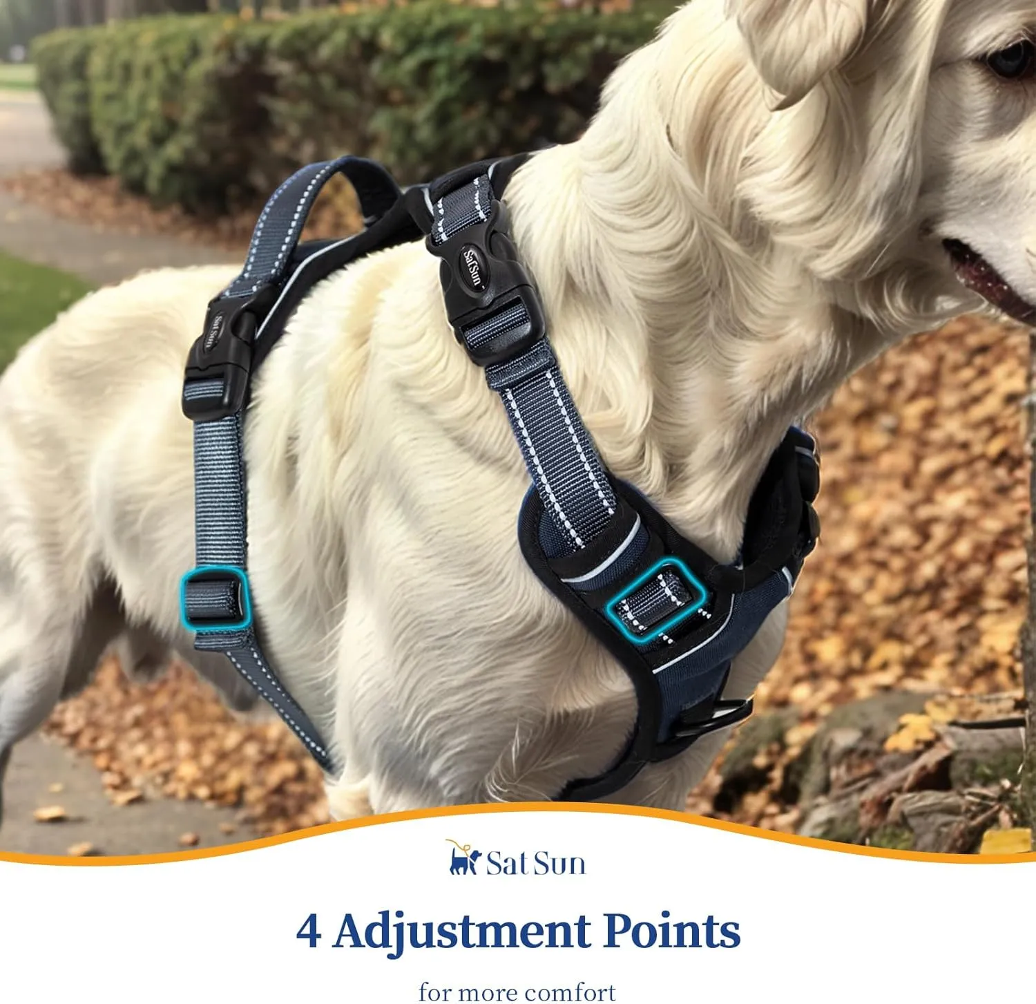 SATSUN No-Pull Dog Harness with Handle,Easy Walk Dog Vest Harness for Large Dogs with Leash Clips,Breathable Reflective Step-in Pet Harness,Ideal for Training Strolling Hiking,Purple,L