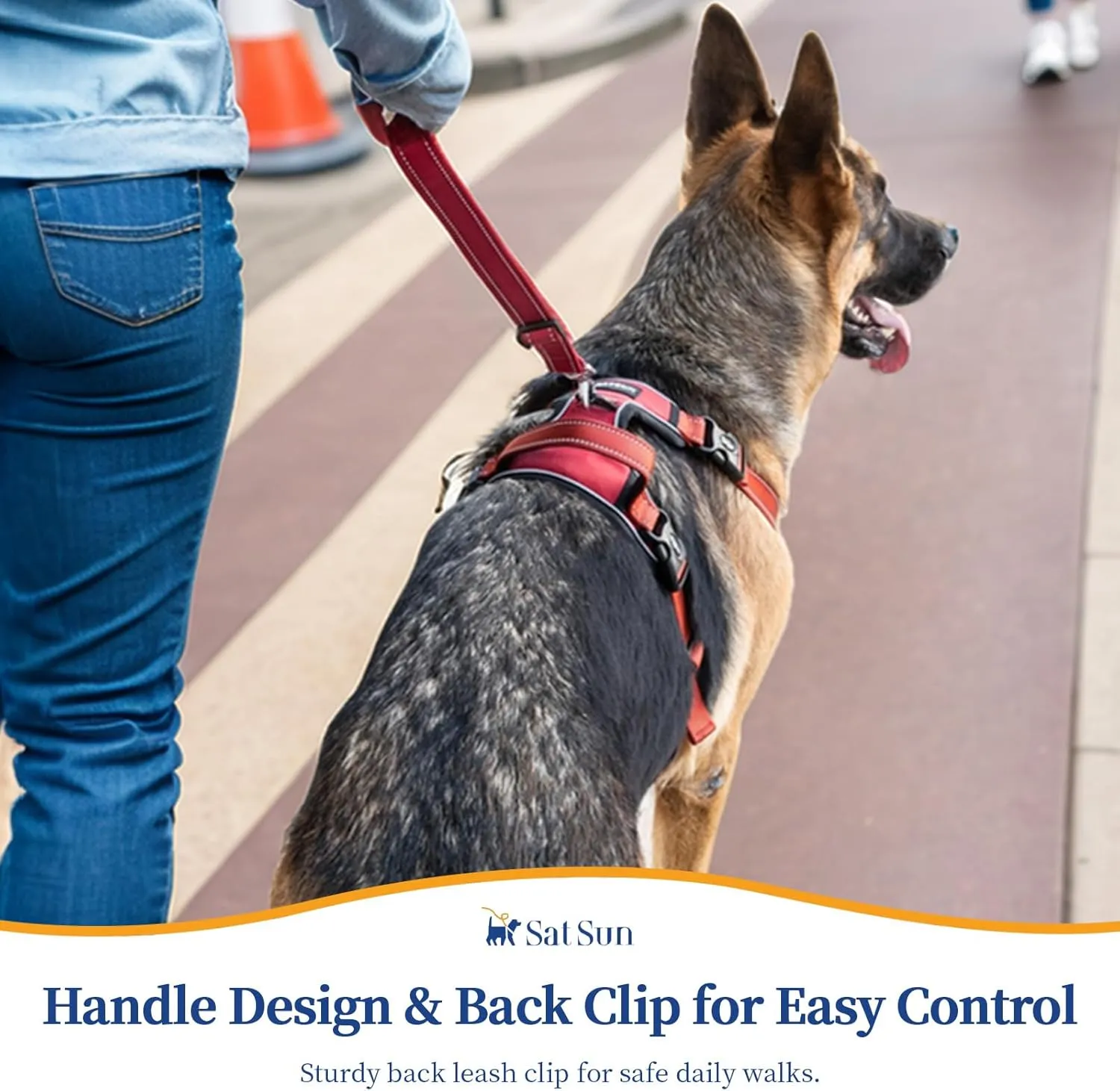 SATSUN No-Pull Dog Harness with Handle,Easy Walk Dog Vest Harness for Large Dogs with Leash Clips,Breathable Reflective Step-in Pet Harness,Ideal for Training Strolling Hiking,Purple,L