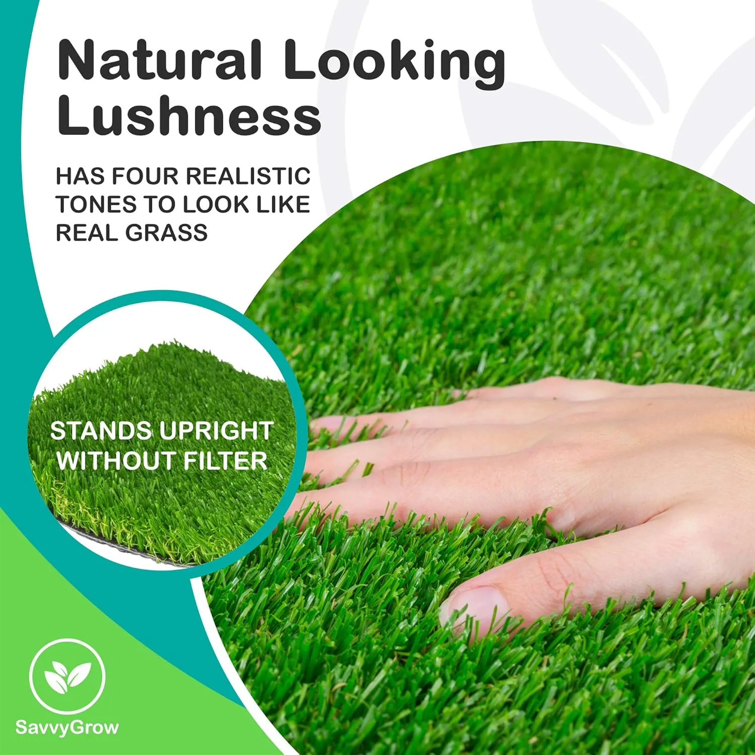 SavvyGrow Realistic Astroturf Rug 5 ft x 8 ft- Premium 4 Tone Synthetic Astro Turf, Easy to Clean with Drain Holes - Patio Grass Backdrop - Non Toxic Eco-Friendly (Many Sizes)