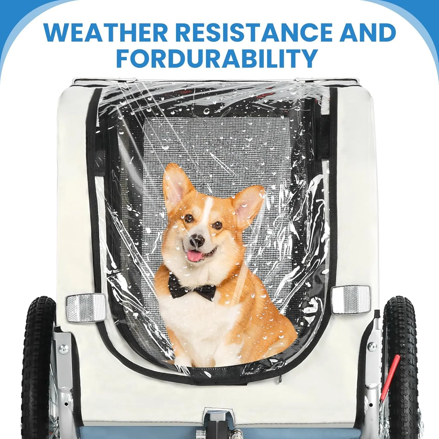 Sepnine 2 in 1 Pet Bicycle Trailer with a 6" Stroller Wheel Suitable for Small and Medium Dogs, Carrier Up to 66/88 LBS, Easy Folding Cart Frame, Quick Release Wheel, Universal Bicycle Coupler