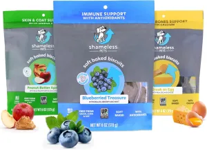Shameless Pets Soft-Baked Dog Treats, Vegetarian Variety 5-Pack - Natural & Healthy Dog Chews for Small, Medium & Large Dogs - Dog Biscuits Baked & Made in USA, Free from Grain, Corn & Soy