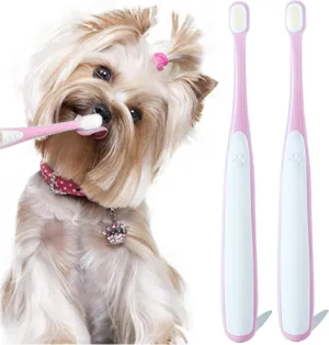 Small Dog Toothbrush, Cat & Puppy Tooth Brushing Kit, Ultra Soft & Mini Head Teeth Brush for Kitten & Tiny Pet, Doggy Toothbrushes Deep Dental Cleaning, 2 PCS - Pink