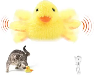 SmartTail Cat Toys Rechargeable Flapping Duck, Lifelike Quacking Sound, Touch Activated Kitten Plush Toy Interactive Cat Exercise Toys for All Indoor Cat Kicker Toys 4.0 Inches