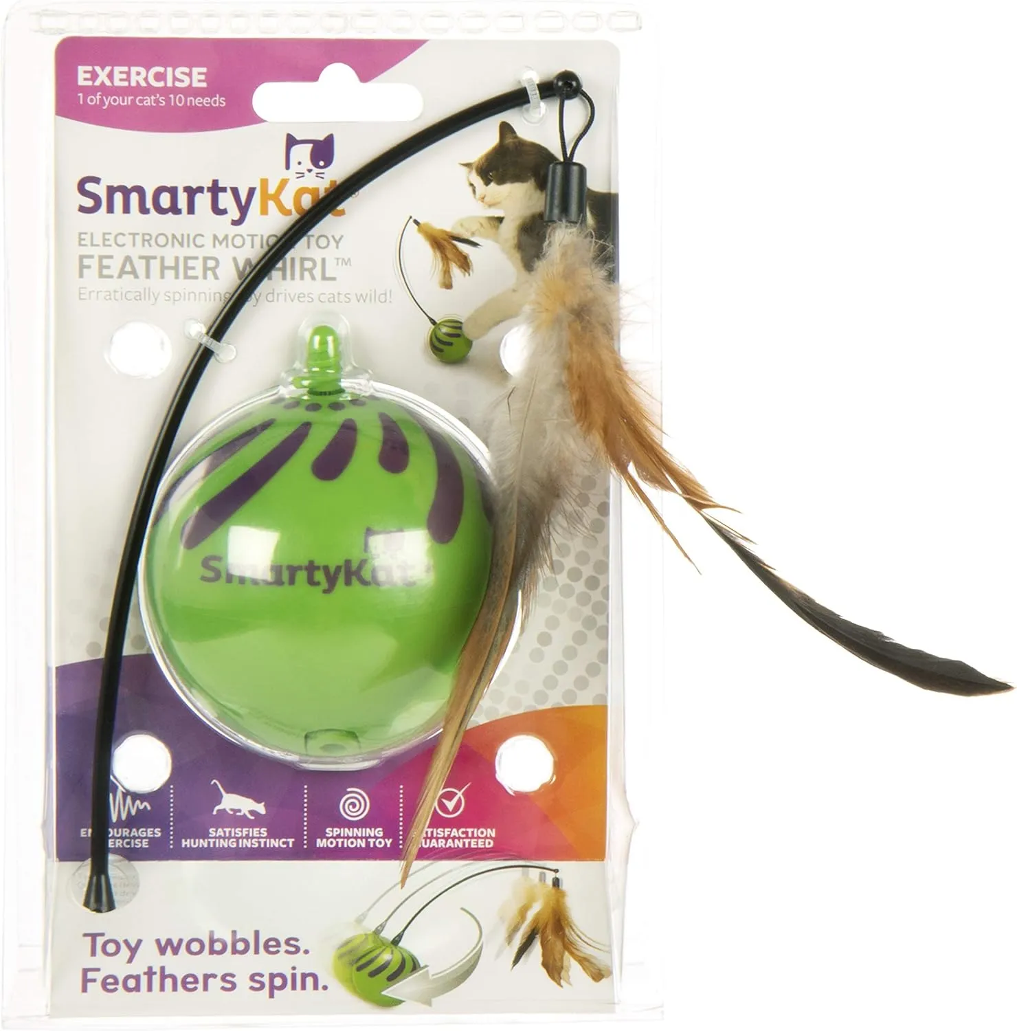 SmartyKat Electronic Motion/Moving Toys for Cats & Kittens, Battery Powered, Mimics Motion of Real Prey, Fun & Interactive Play - Multiple Styles