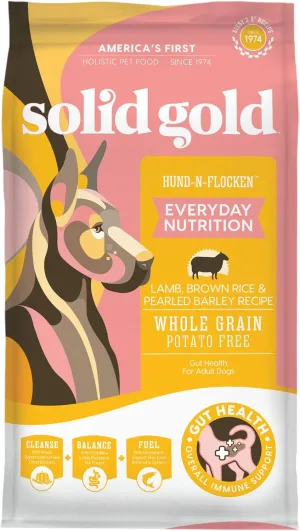 Solid Gold, Hund-N-Flocken, Dog Food Dry with Lamb, Rice and Omega 3 Fish Oil for Dogs, Probiotics, 24 LB