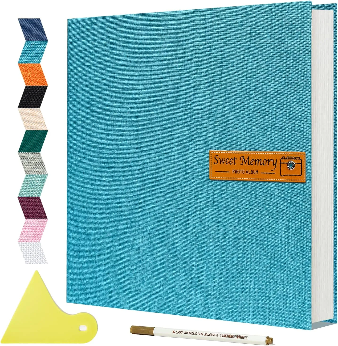 Spbapr Large Photo Album Self Adhesive Magnetic Scrapbook,DIY Scrapbook Album for 4x6 5x7 8x10 Picture,40 Pages Linen Cover Memory Book for Wedding Family Baby Pets, with Metallic Pen and Scraping