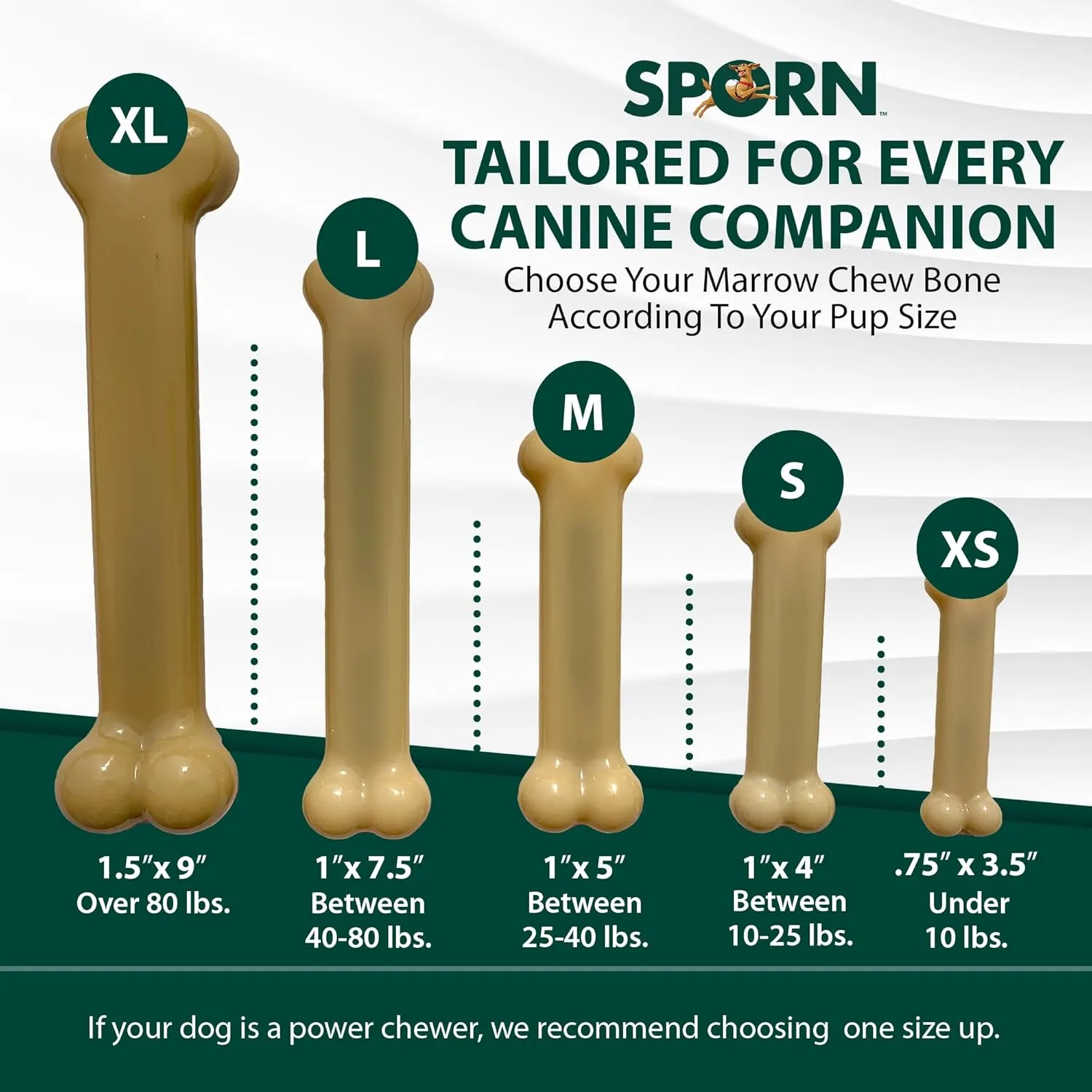 Sporn Durable Marrow Dog Chew Bones for Aggressive Chewers, Peanut Butter Flavor Dog Chew Toys for Medium Dogs, Made with Strong Nylon Dog Dental Chew Toy, Gluten-Free & Non-Toxic, Medium