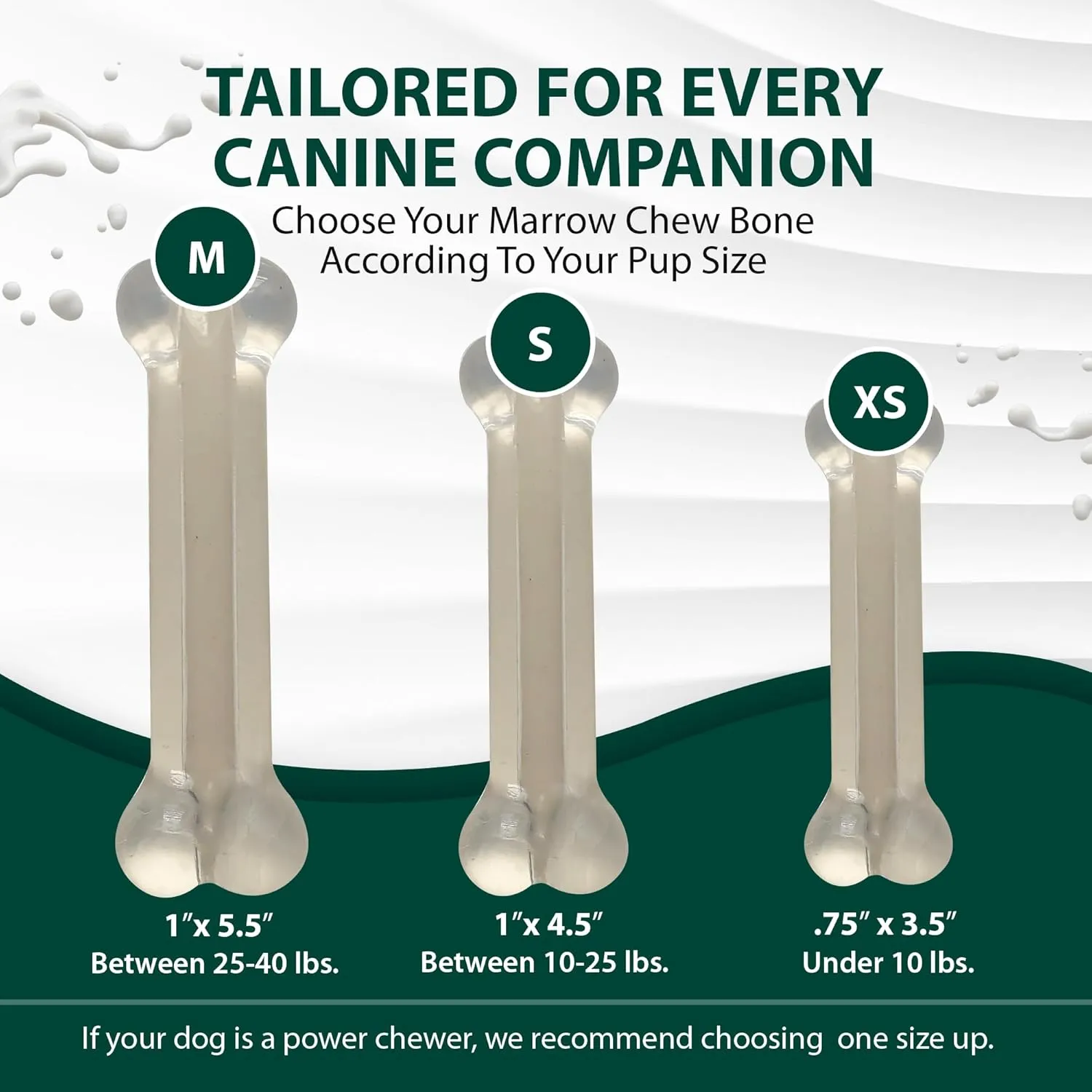 Sporn Marrow Milkies Chew Bones for Light Chewers, Milk Flavor Dog Chew Toys for Extra Small Dogs, Made with Soft Thermoplastic Rubber Dog Dental Chew Toy, Gluten-Free & Non-Toxic, X-Small