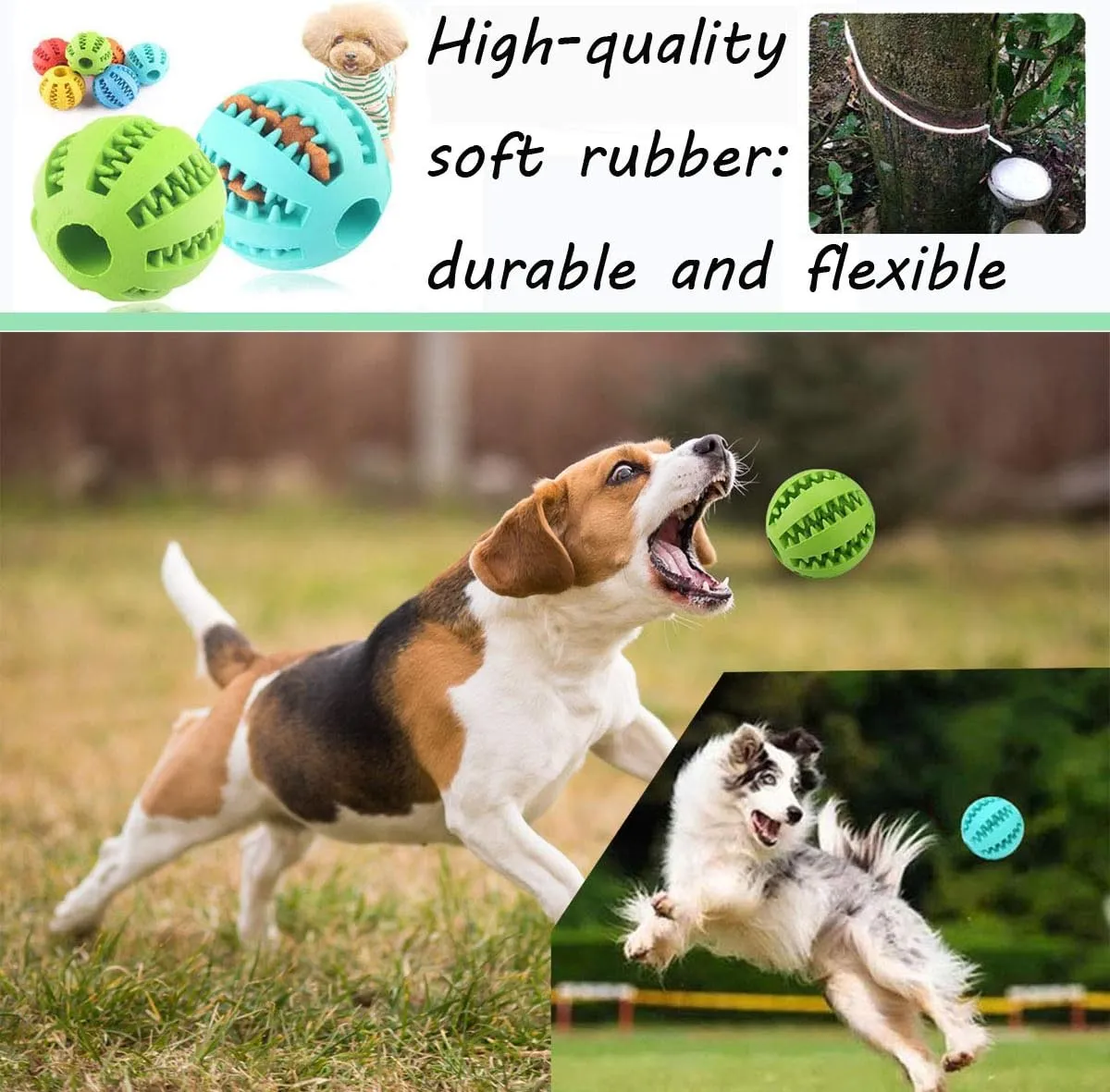 Sunglow 2 Pack Dog Toy Ball - Nontoxic Bite Resistant Teething Toys for Small/Medium/Large Dog and Puppy Cat, Dog Pet Food Treat Feeder Chew Tooth Cleaning Exercise Game IQ Training