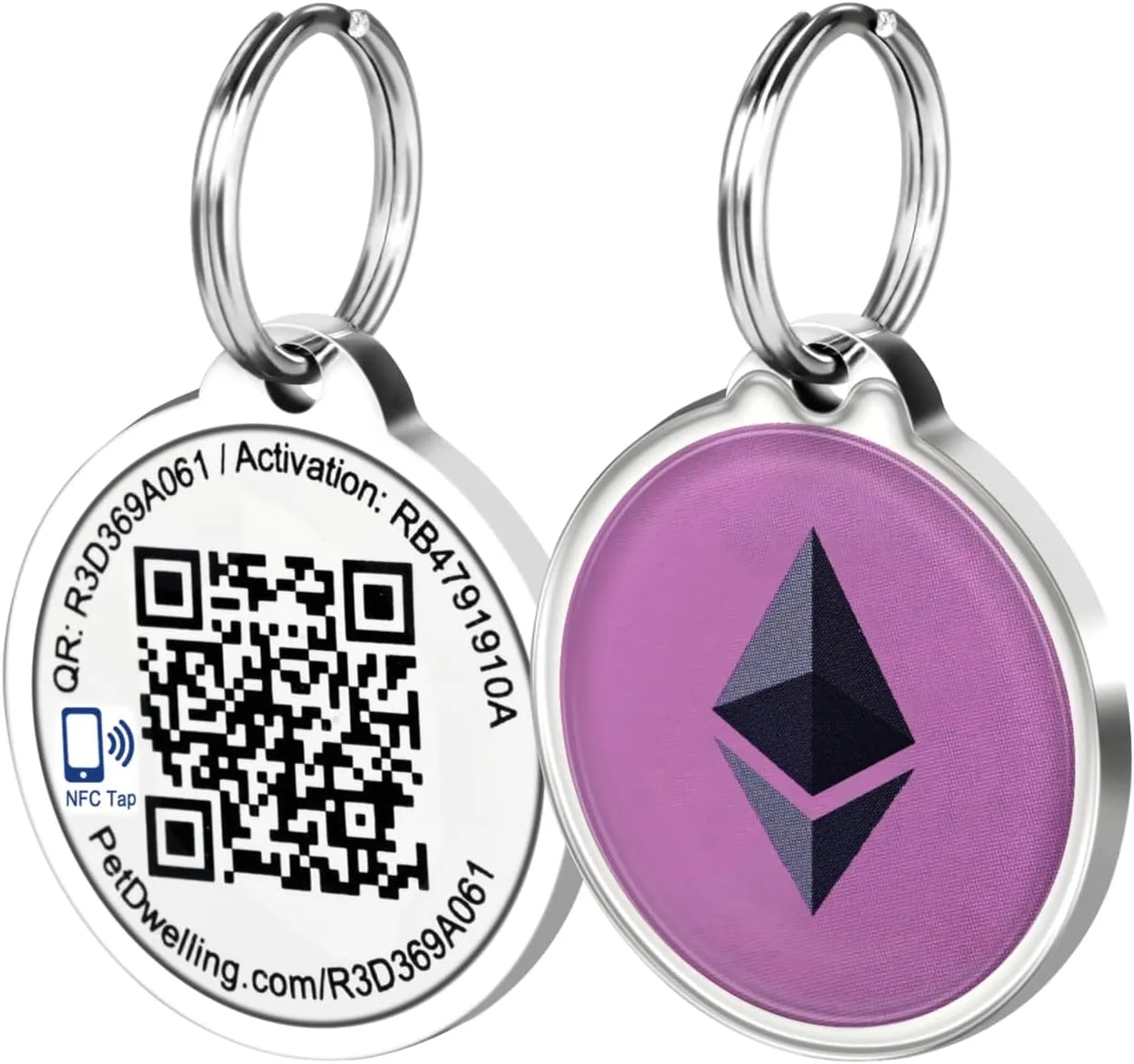Symbols NFC & QR Code Smart Dog ID Tag - Easy Scanning, Instant Online Profile Access, Real-Time Scan Location Alerts(NFC.Empower-ETH)