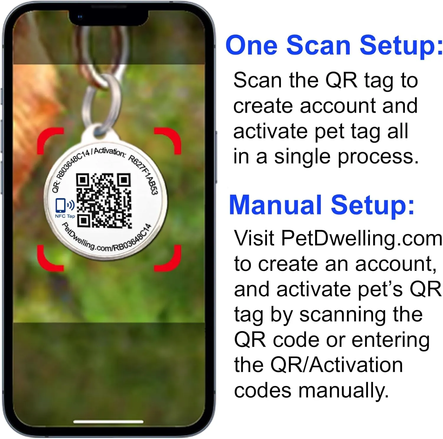 Symbols NFC & QR Code Smart Dog ID Tag - Easy Scanning, Instant Online Profile Access, Real-Time Scan Location Alerts(NFC.Empower-ETH)