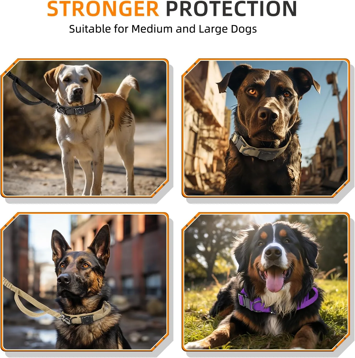 Tactical AirTag Dog Collar, 100% Waterproof Integrated Apple Air Tag Dog Collars with Hard PC AirTag Holder, Adjustable Military Collar with Handle, GPS Dog Collar for Medium Large Dogs