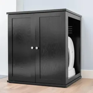 THE REFINED FELINE Refined Self-Cleaning Litter Box Cabinet, Wooden Cat Litter Box Enclosure for Automatic Litter Boxes, Dark Espresso, Modern.