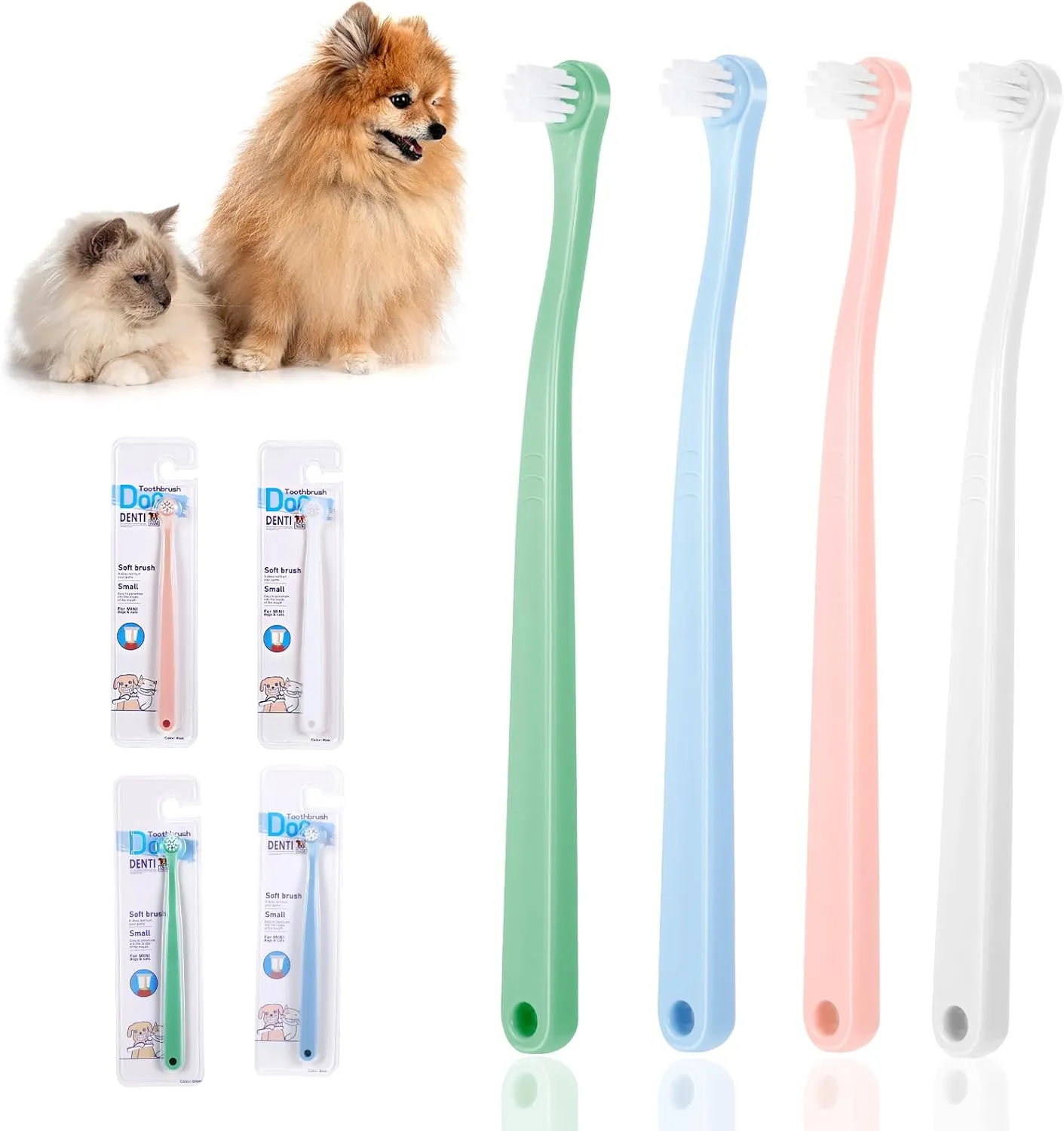 Toothbrush for Small Dogs, 4 Pack Tooth Brush for Dogs Small Breed, Soft Tiny Kitten Toothbrush, Easy to Use & Portable Doggy Tooth Brush for Cats & Dog