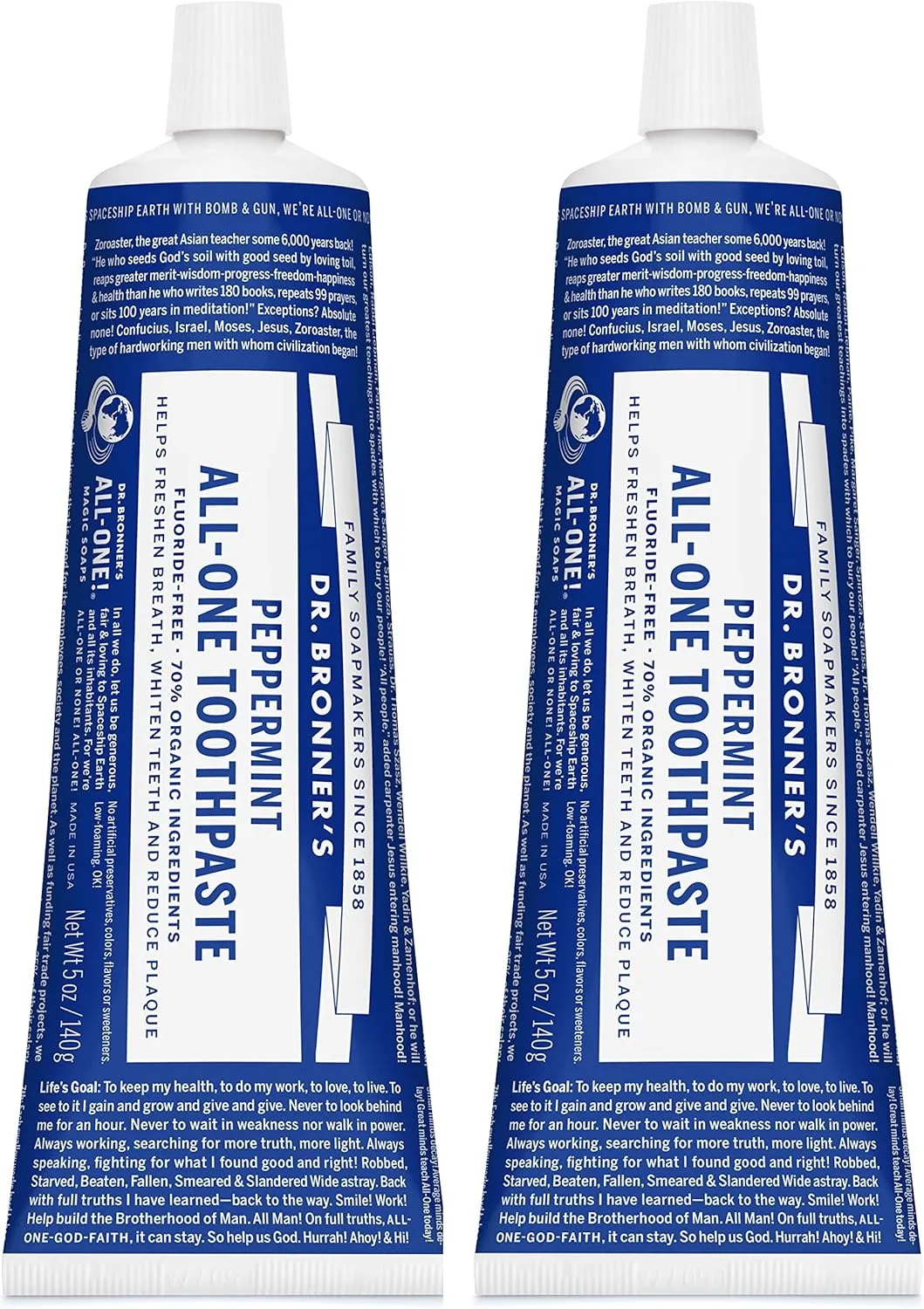 Toothpaste Peppermint Dr. Bronner's 5 oz Paste Pack of 2 (2) by Dr. Bronner's