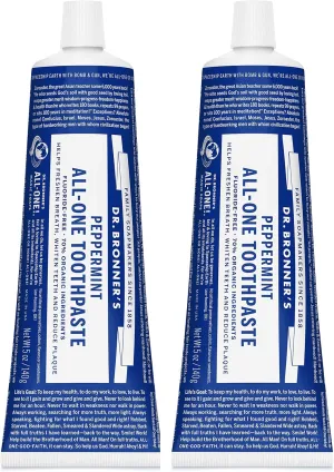 Toothpaste Peppermint Dr. Bronner's 5 oz Paste Pack of 2 (2) by Dr. Bronner's
