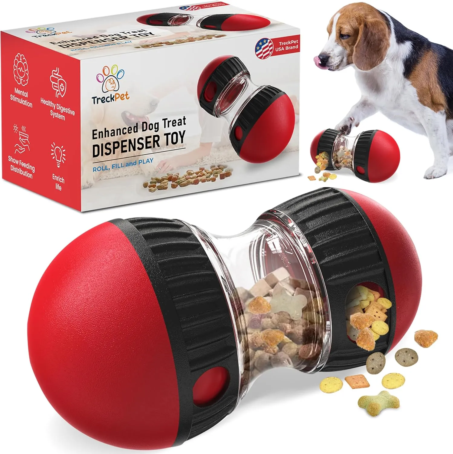 Treat Dispensing Dog Toys  Interactive Dog Puzzle Toy for Smart Dogs  Dogs Treat Dispenser Toy for Mental Stimulation, Enrichment and Training  Durable and Fun for All Breeds