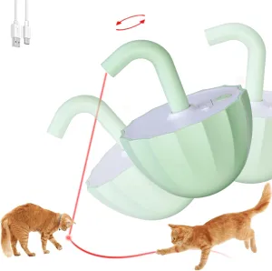 Tumbler Cat Laser Toy Automatic, 360 Rotation Rechargeable Laser Pointer, Self Play 3 Modes Motion Activated Cat Laser Toy, Interactive Cat Toys for Bored Indoor Adult Cats/Dogs (Green)
