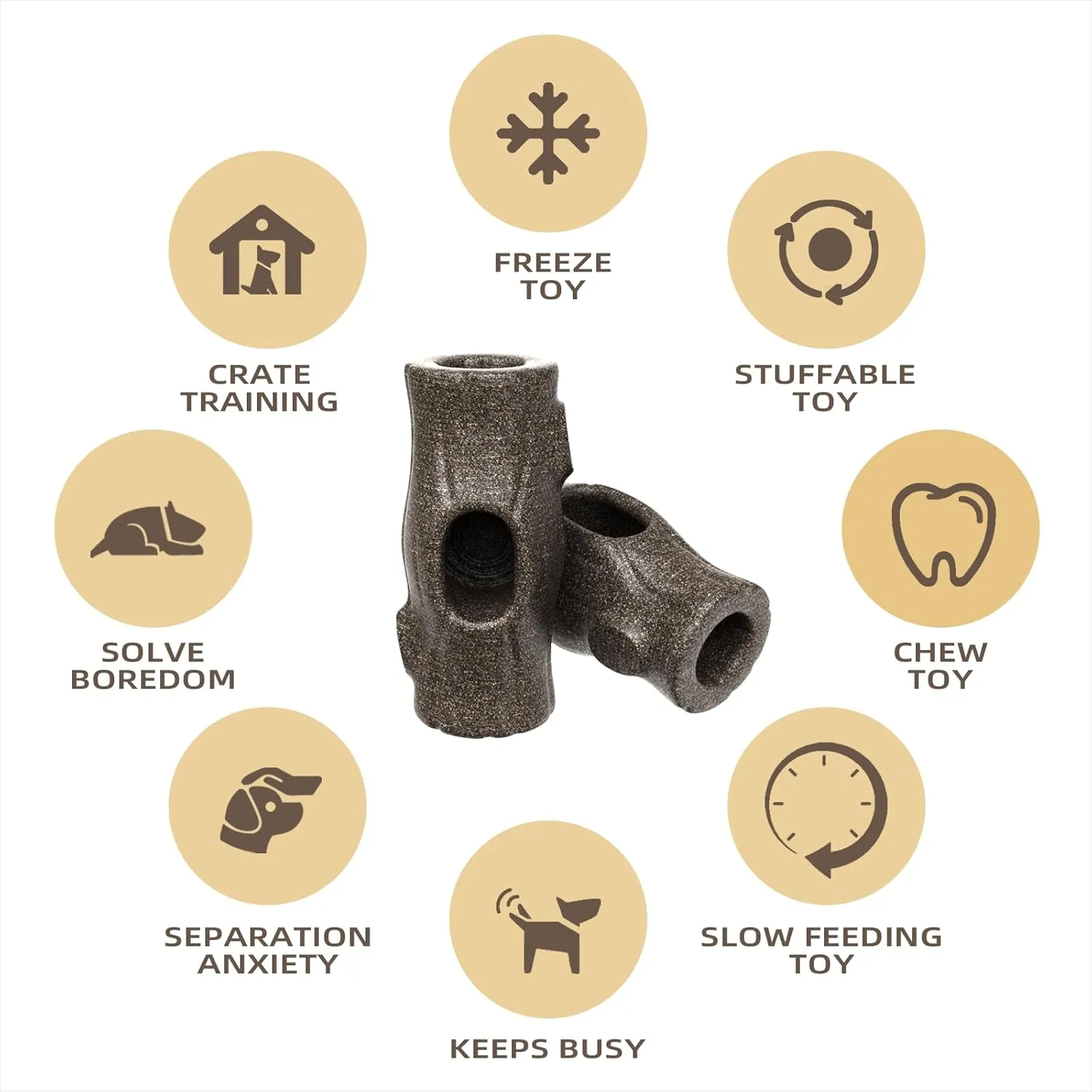 Unbreakable Dog Toy for Power Chewers, Large Dog Interactive Feeder with Food Cups & Treat Food Slow Feeder - Anxiety Relief with Pupscile for Large Breeds (Grey, Medium)